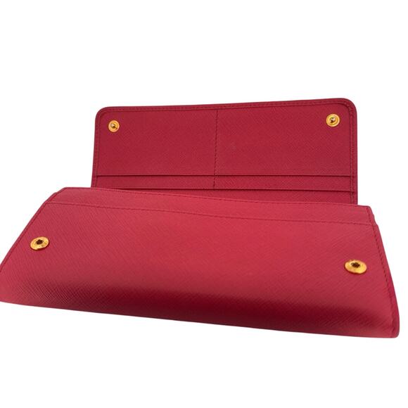 Prada Saffiano Metal Continental Wallet in Peonia Pink with Gold Hardware - Picture 5 of 8